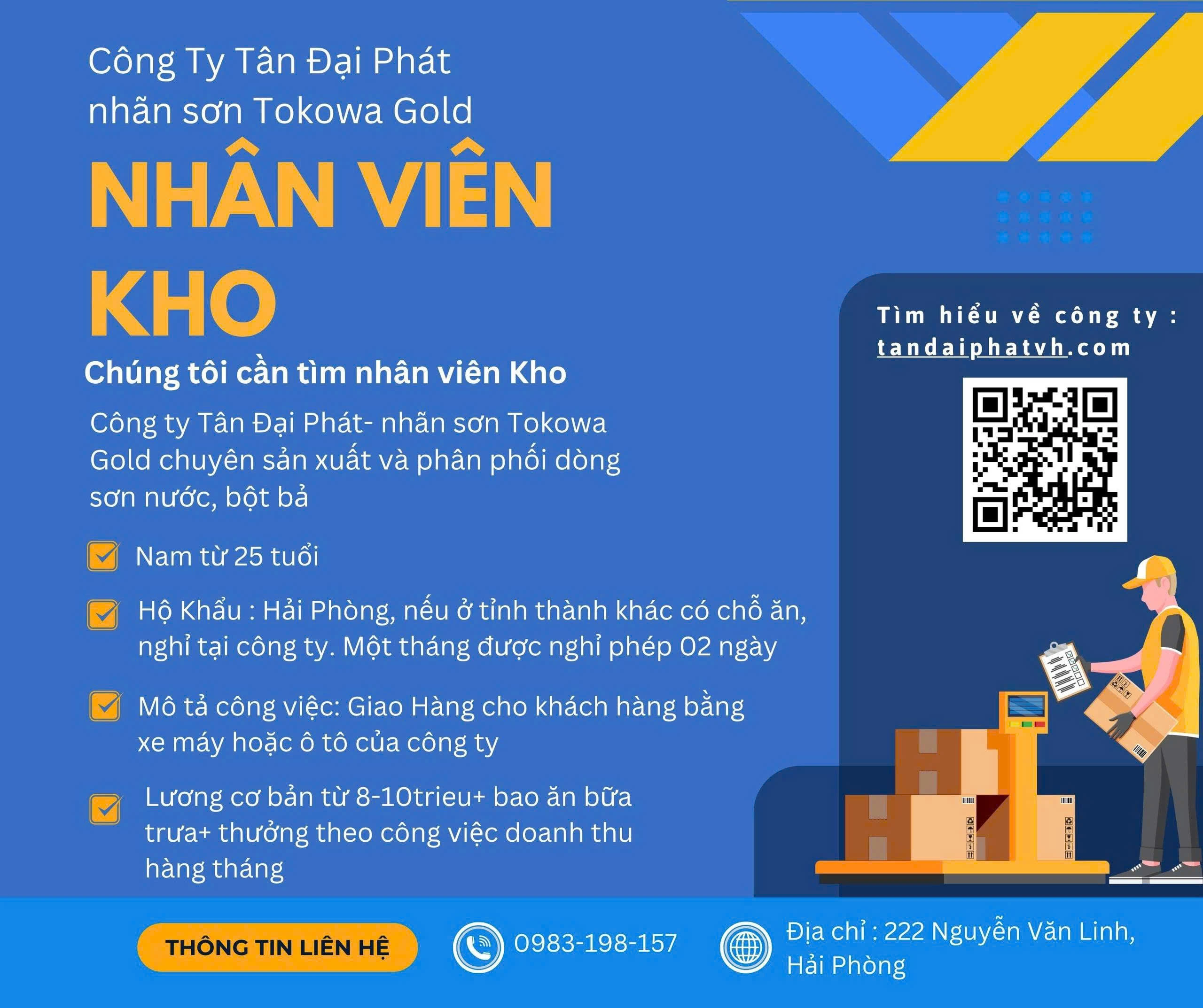 TOKOWA GOLD - THÔNG BÁO TUYỂN DỤNG NHÂN VIÊN KHO